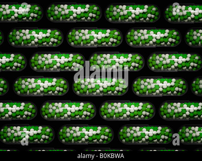 Capsules vert et blanc Banque D'Images