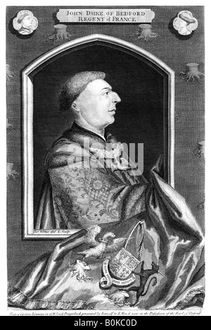 Jean de Lancastre, duc de Bedford, (18ème siècle).Artiste : George Vertue Banque D'Images