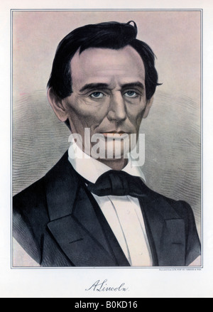 Abraham Lincoln, seizième Président des États-Unis, 19e siècle.Artist : Currier et Ives Banque D'Images