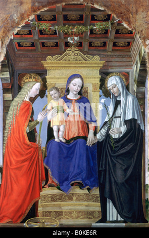 "La Vierge et l'Enfant avec sainte Catherine d'Alexandrie et de sainte Catherine de Sienne", c1490. Artiste : Ambrogio Bergognone Banque D'Images