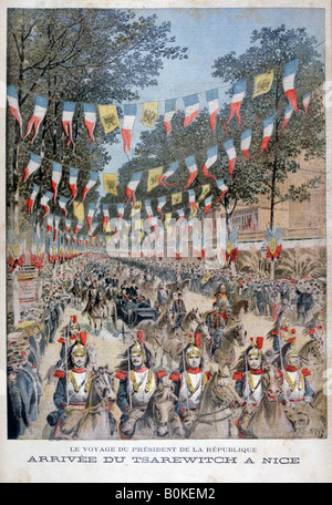 Le Tsar Nicolas II de Russie et le Président Félix Faure de France arrivent à Nice, 1896. Artiste : Henri Meyer Banque D'Images