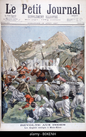 La frontière du nord-ouest sur la révolte, les Britanniques assiègent à Malakand, Inde, 1897. Artiste : Oswaldo Tofani Banque D'Images