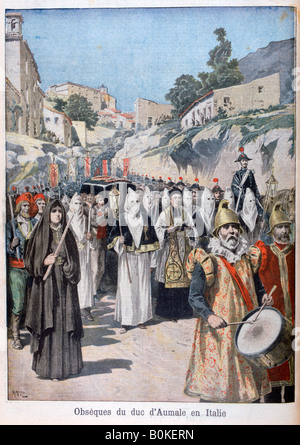 Les funérailles du duc d'Aumale en Italie, 1897. Artiste : Henri Meyer Banque D'Images