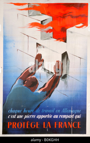 "Travailler en Allemagne protège la France", 1944. Artiste : Inconnu Banque D'Images