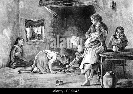 La famine irlandaise, 1845-1849, (1900). Artiste : Inconnu Banque D'Images