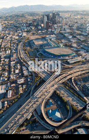 Vue aérienne de l'autoroute de Los Angeles, Californie, USA. Banque D'Images