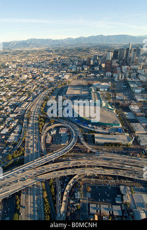 Vue aérienne de l'autoroute de Los Angeles, Californie, USA. Banque D'Images