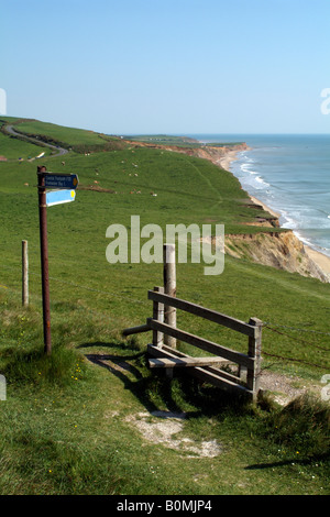 Sentier du littoral à Compton Bay de Wight Angleterre Le chemin de la côte sud Banque D'Images