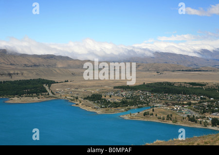 Tekapo township de Mount John observatory ile sud Nouvelle Zelande Banque D'Images