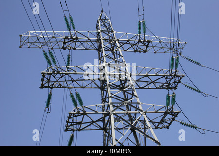 National Grid haute tension pylône d'électricité Banque D'Images