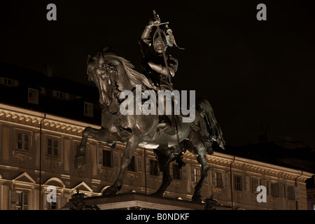 Emanuele Filiberto horse monument à San Carlo square. Banque D'Images