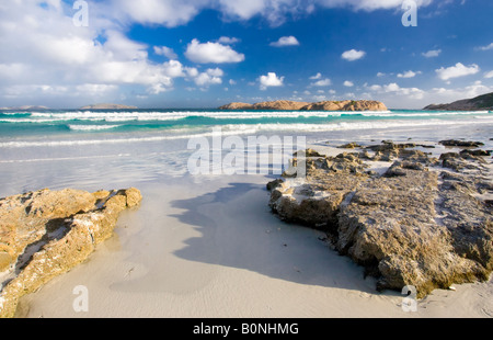 La populaire plage de crépuscule dans l'espérance sur l'Australie de l'Ouest la superbe côte sud Banque D'Images