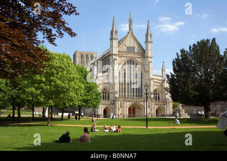 La cathédrale de Winchester dans le Hampshire UK Banque D'Images