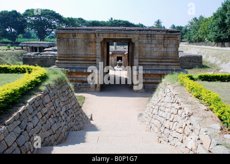 Entrée privée, Bhumistar (métro) temple de Shiva, Hampi, Karnataka, Inde Banque D'Images