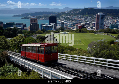 Funiculaire de Wellington ou funiculaire qui monte de Lambton Quay à Kelburn à Wellington, Île du Nord, Nouvelle-Zélande Banque D'Images