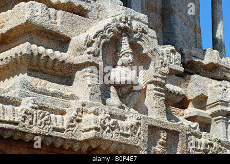 Garuda, la pierre sculptée, Temple Vittala, Hampi, Karnataka, Inde Banque D'Images