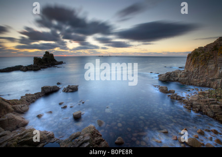 Land's End, tombée de Cornwall, en Angleterre, Royaume-Uni Banque D'Images