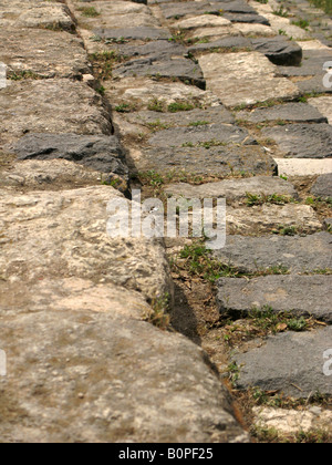 Étapes de la Rome antique dans l'antique ville d'Umm Qais, Nord de la Jordanie, Moyen-Orient Banque D'Images