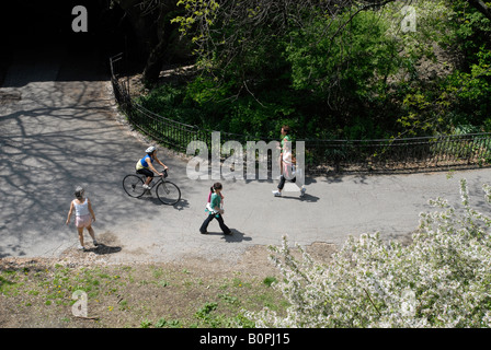 Chemin dans le parc Riverside utilisé par les cyclistes joggeurs et promeneurs Banque D'Images