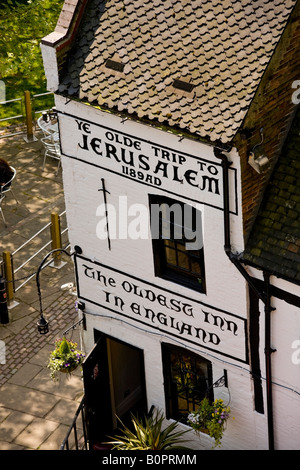 Le plus vieux pub de la Grande-Bretagne l'ancien Voyage à Jérusalem, Nottingham, Angleterre Banque D'Images