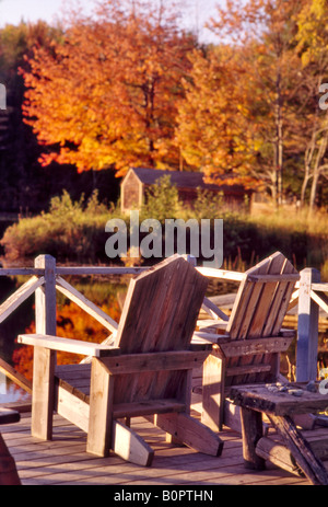 Chaises Adirondack dans le Vermont Banque D'Images