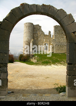 Ruines du château médiéval, Bargeme Bargeme, Var, France Banque D'Images