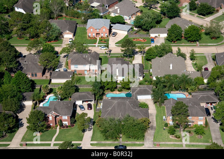 Vue aérienne de l'habitat pavillonnaire près de Houston au Texas Banque D'Images