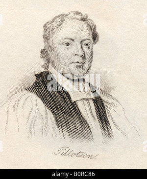 John Tillotson, 1630 - 1694. Avant-midi anglais, archevêque de Canterbury. Tiré du livre Crabbs Historical Dictionary, publié en 1825. Banque D'Images