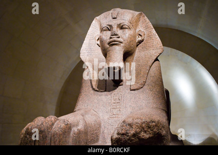 Le grand sphinx de Tanis se félicite de visiteurs du Département des antiquités égyptiennes au Musée du Louvre Paris France Banque D'Images