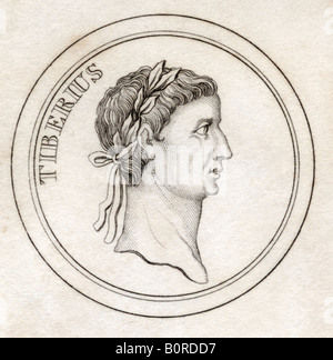 Tiberius Ier, Tiberius Caesar Augustus, 42BC - 37AD. Deuxième empereur romain. Banque D'Images