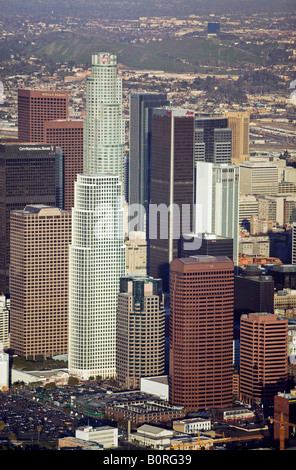Au-dessus de l'antenne centre-ville de Los Angeles, Californie financial district Banque D'Images