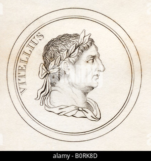 Vitellius, AD15 - 69. Aulus Vitellius Germanicus Augustus. Empereur romain. Du livre Crabbs Historical Dictionary Published 1825 Banque D'Images