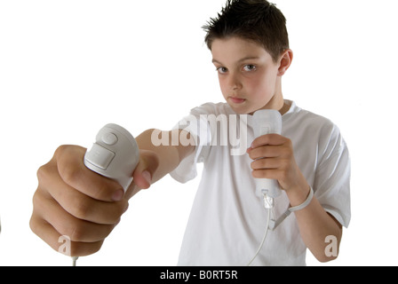 Jeu nintendo wii jeu vidéo ordinateur jouet accessoire combiné de jeu gamer expression jouer jouet de commande du contrôleur de jeu numchuck Banque D'Images