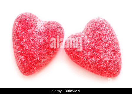 Sucre candi coeurs Saint-valentin isolé sur fond blanc Banque D'Images