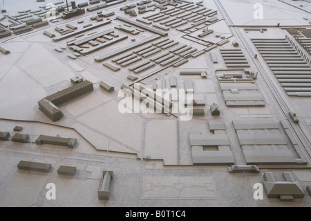 Modèle à échelle de casernes de l'allemand nazi Konzentrationslager (KZ) camp de Dachauconcentration, Bavière, Allemagne Banque D'Images