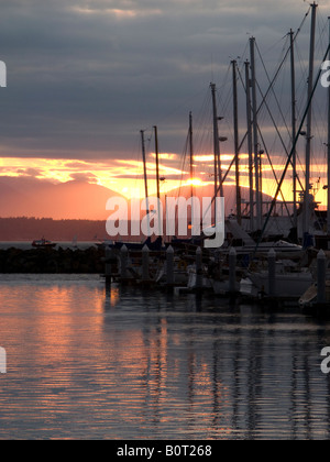 Coucher du soleil Shilshole Bay Seattle Washington Banque D'Images