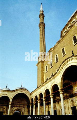 Le Caire Egypte Mohammad Ali Arcade Mosquée Minaret Banque D'Images