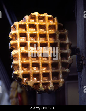 Waffel signe. Bruges, Belgique. Banque D'Images