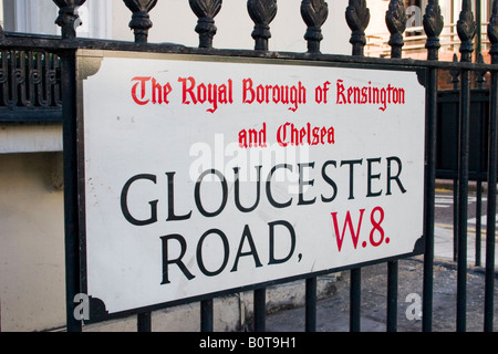 Gloucester Road London W8 nom de rue sign Banque D'Images