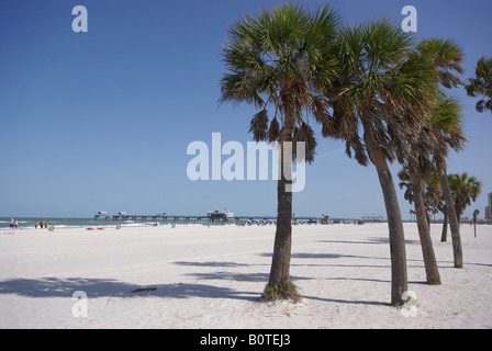 La plage de Clearwater, Floride, mai 2008 : l'avis de Pier 60 sur une belle matinée ensoleillée. Banque D'Images