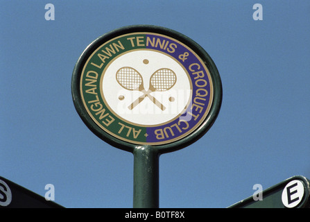 Le All England Lawn Tennis et croquet Club et signer à Wimbledon Banque D'Images