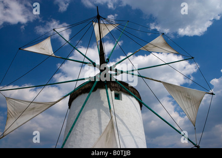 Moulin de Mykonos Grèce mer Egéé Windmühle aus und Wassermühlenmuseum Vent Internationales Mykonos Gifhorn Allemagne Banque D'Images