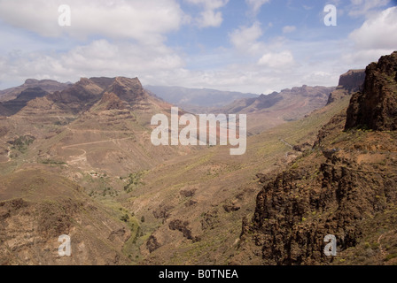 Gran Canaria - Barranco de Fataga vue du Mirador de Arteara du sud au nord de la route 520 sur Maspalomas Banque D'Images