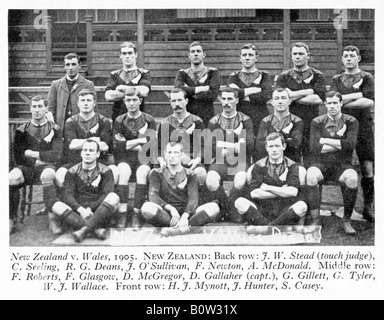 L'équipe de Nouvelle-Zélande v Pays de Galles 1905 Photo de l'original l'équipe de rugby des All Blacks a battu par le pays de Galles à Cardiff Banque D'Images