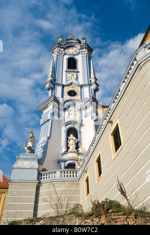 L'église baroque à Dürnstein, Wachau, Waldviertel, Basse Autriche, Autriche, Europe Banque D'Images