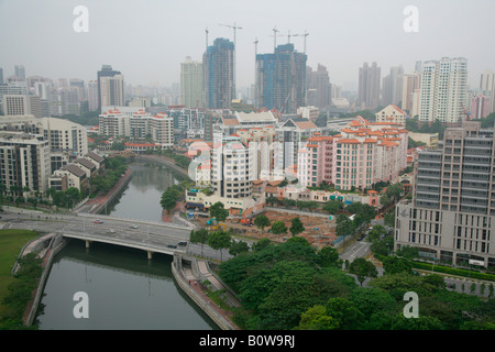 La ville et la rivière Singapour, Singapour, en Asie du sud-est Banque D'Images