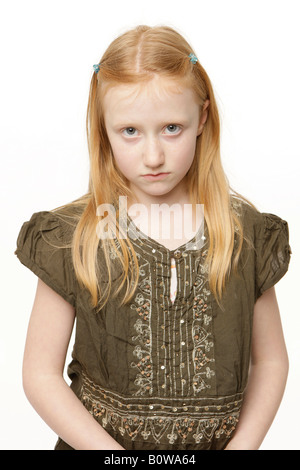 Triste 8-year-old girl Banque D'Images