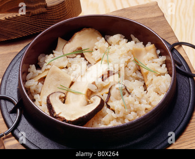 Riz vapeur avec des champignons matsutake Banque D'Images