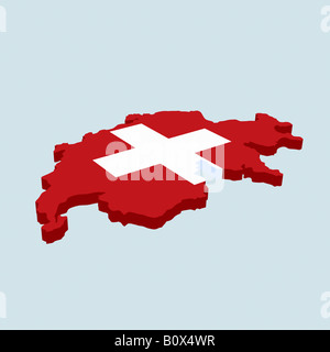 Le drapeau suisse dans la forme de la Suisse Banque D'Images