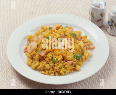 Riz frit assaisonné de Curry Banque D'Images